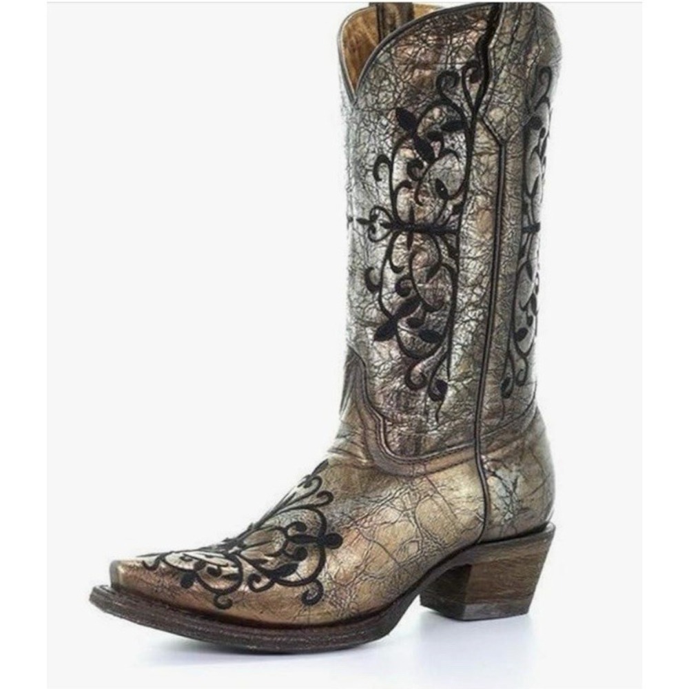 Corral Western Boots Teen Girls' Cowboy Pull On Metallic Bronze A3154 Size 3.5